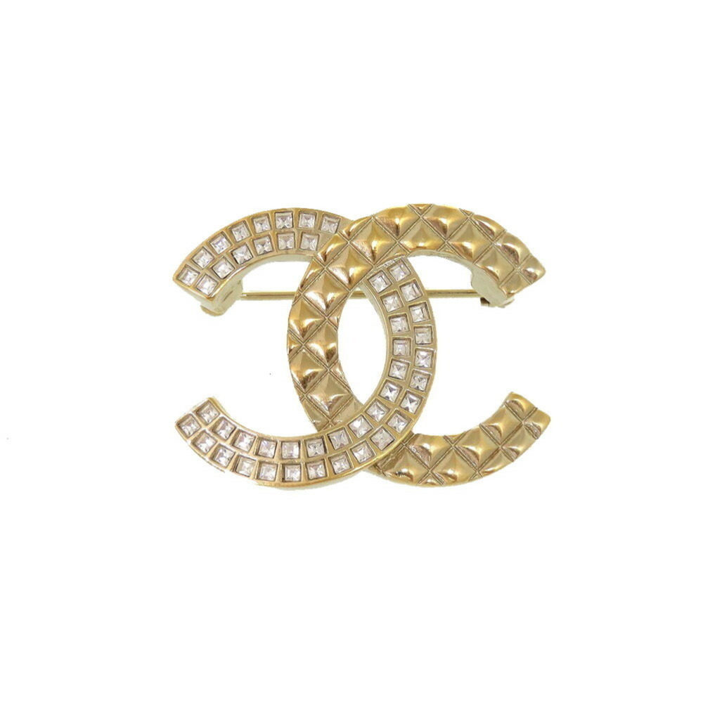 CHANEL Gold Logo Brooch